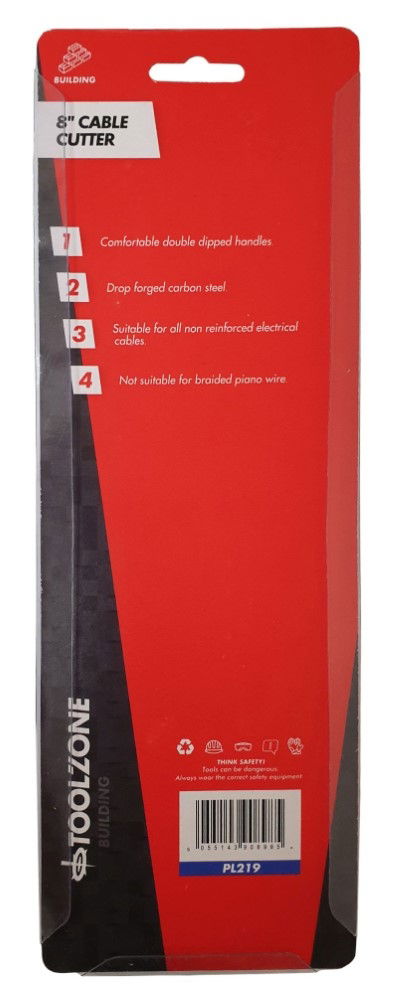 CABLE CUTTERS 8 CHROME VANADIUM STEEL - TOOLZONE KDPPL219 thumbnail 2