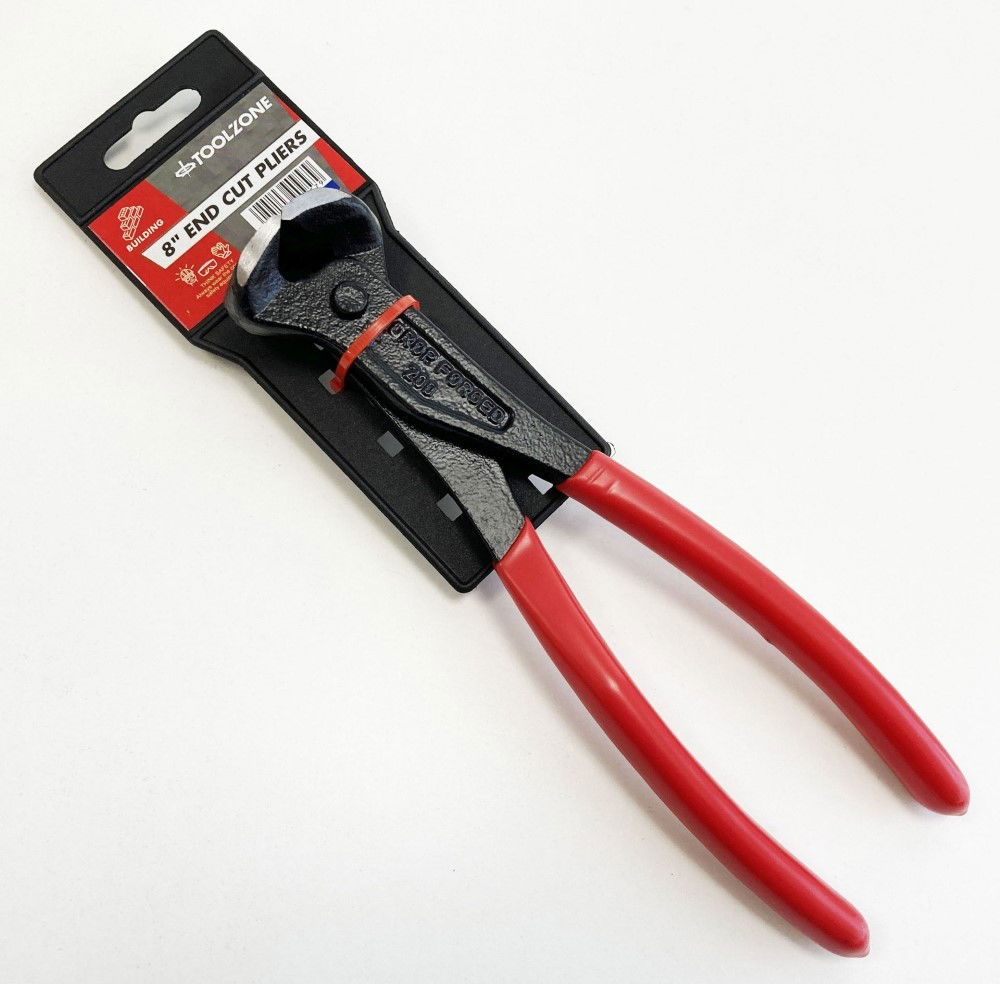 END CUT PLIERS 8 RED PVC DIPPED HANDLES - TOOLZONE KDPPL224 thumbnail 2