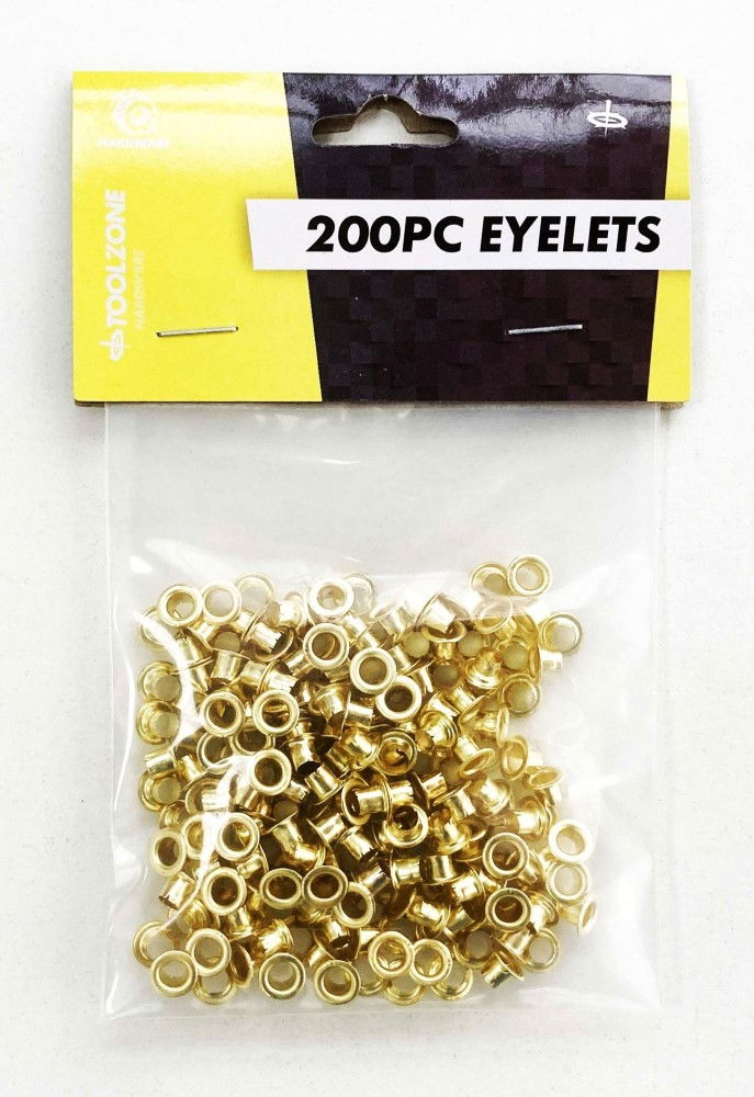 EYELETS 200PC BRASS 4mm INNER DIAMETER 8mm OUTER DIAMETER - TOOLZONE KDPPL231 image 1