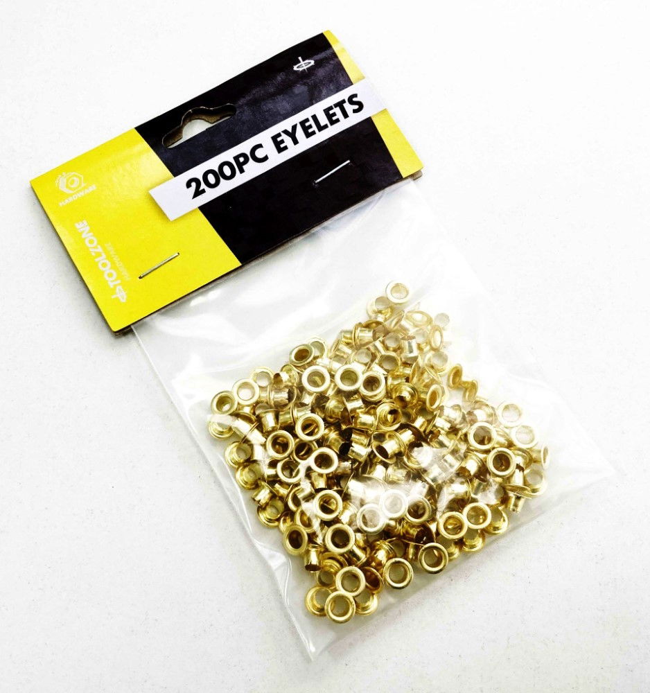 EYELETS 200PC BRASS 4mm INNER DIAMETER 8mm OUTER DIAMETER - TOOLZONE KDPPL231 thumbnail 2
