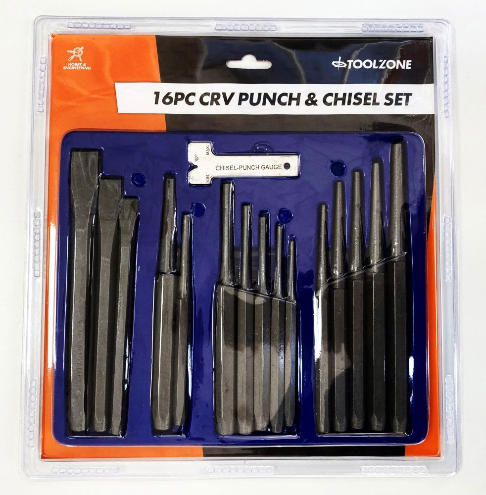 PUNCH AND CHISEL SET 16PC CRV 6150 TEMPERED - TOOLZONE KDPPN004 image 1