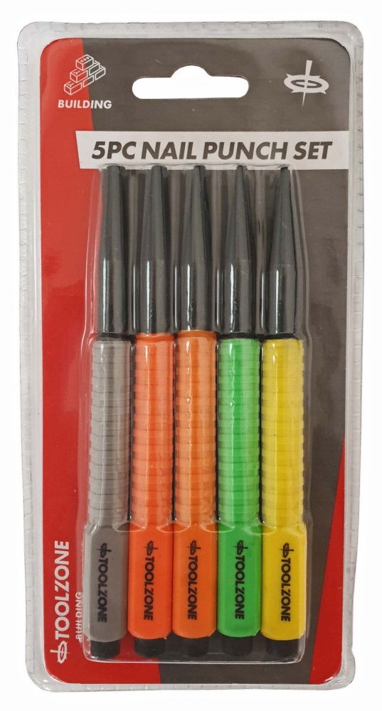 NAIL PUNCH SET 5PC COLOURED 1.6mm-4.8mm LENGTH 125mm - TOOLZONE KDPPN005 image 1