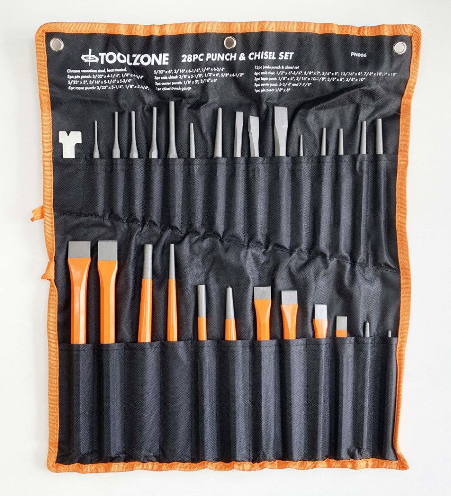 PUNCH AND CHISEL SET 28PC JUMBO CRV VINYL POUCH - TOOLZONE KDPPN006 thumbnail 4