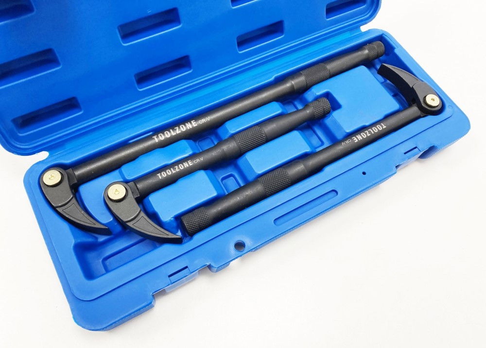 PRY BAR SET 3PC ADJUSTABLE 250mm-380mm 180° FLEXIBLE FOOT - TOOLZONE KDPPN009 thumbnail 4