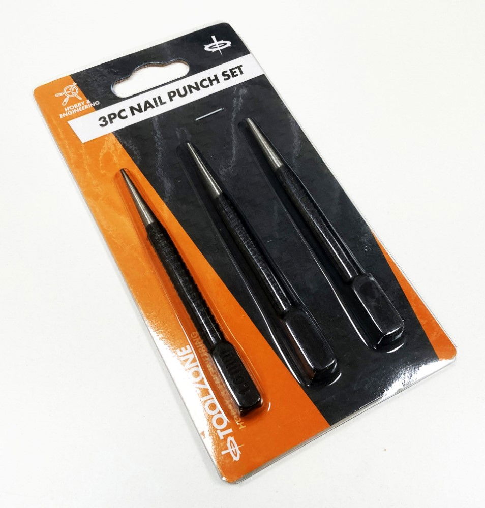 NAIL PUNCH SET 3PC 1/16, 3/32, 1/8 ALLOY STEEL - TOOLZONE KDPPN096 thumbnail 2
