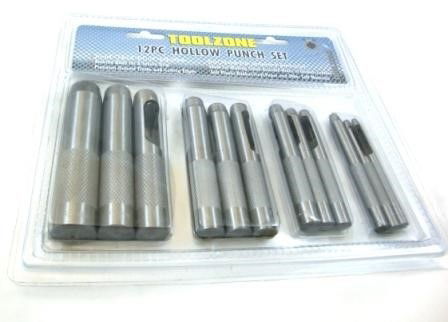 HOLLOW PUNCH SET 12PC 3mm TO 19mm HIGH CARBON STEEL - TOOLZONE KDPPN104 thumbnail 4
