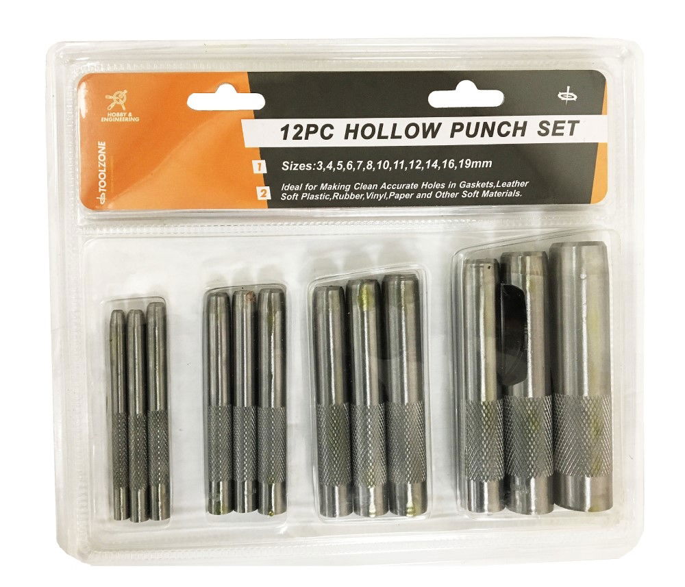 HOLLOW PUNCH SET 12PC 3mm TO 19mm HIGH CARBON STEEL - TOOLZONE KDPPN104 thumbnail 5