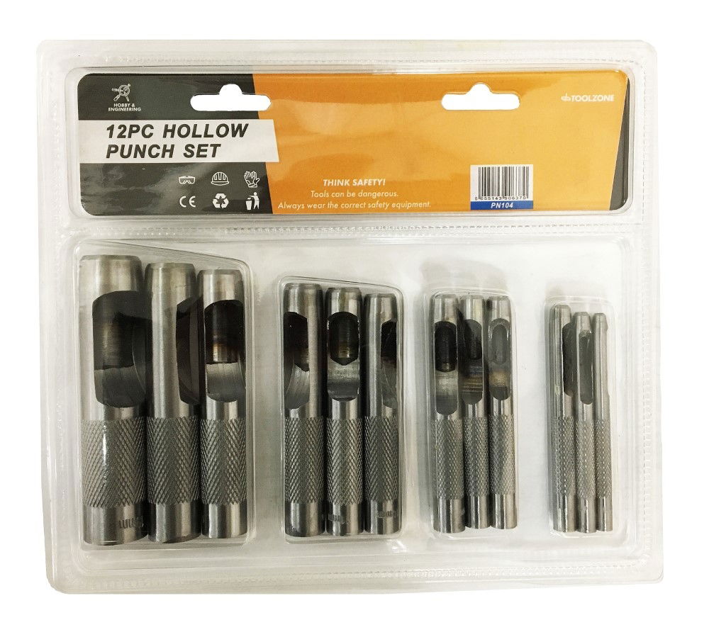 HOLLOW PUNCH SET 12PC 3mm TO 19mm HIGH CARBON STEEL - TOOLZONE KDPPN104 thumbnail 6