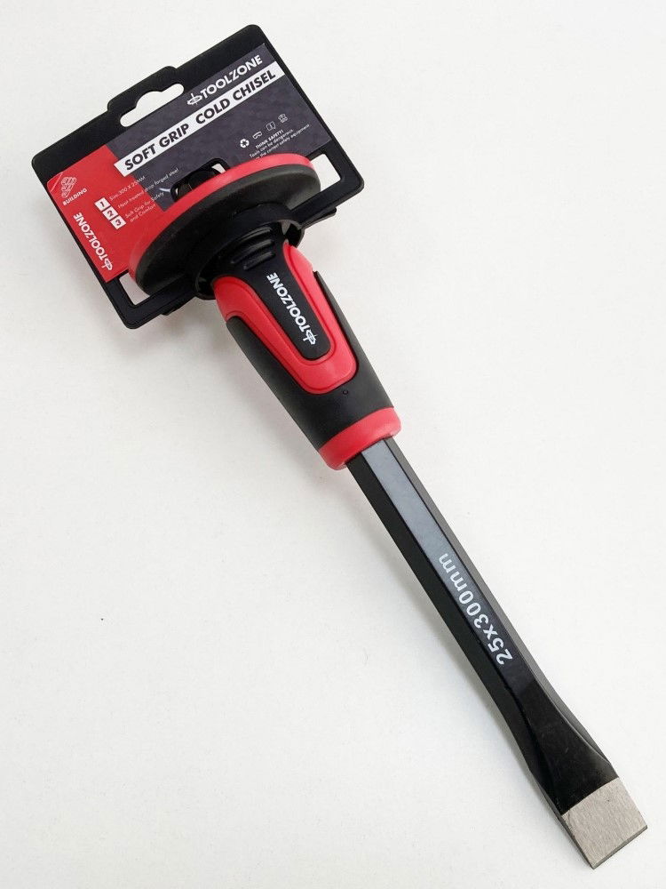 COLD CHISEL 300 x 25mm DROP FORGED STEEL SOFT GRIP - TOOLZONE KDPPN169 thumbnail 2