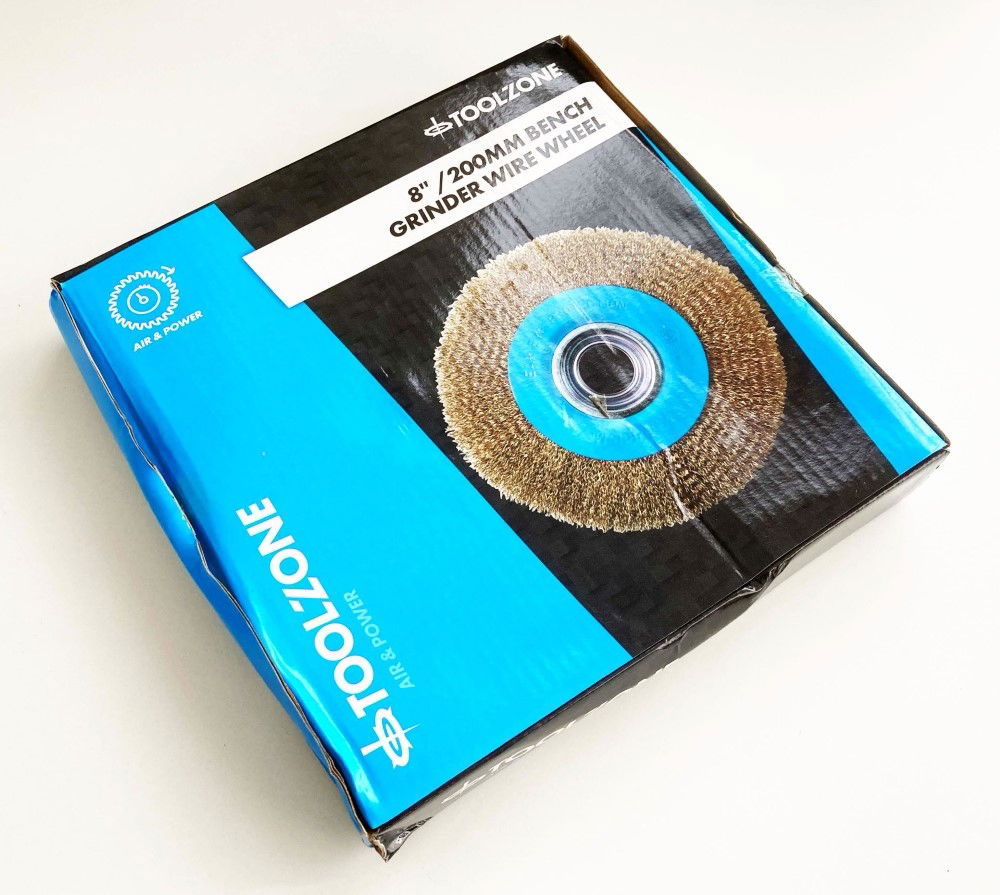 WIRE WHEEL 8 FOR BENCH GRINDER 32mm HOLE WITH BORE ADAPTORS - TOOLZONE KDPPW009 thumbnail 2