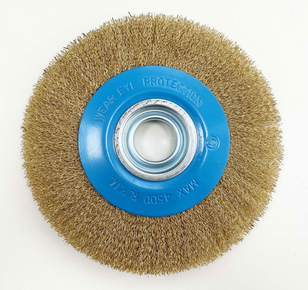 WIRE WHEEL 8 FOR BENCH GRINDER 32mm HOLE WITH BORE ADAPTORS - TOOLZONE KDPPW009 thumbnail 4