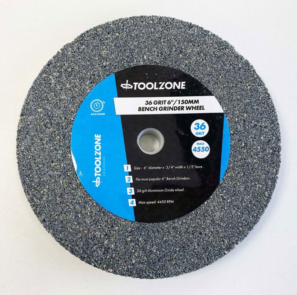 GRINDING WHEEL COARSE 6 36GRIT 19mm THICK ALUMINIUM OXIDE - TOOLZONE KDPPW020C thumbnail 3