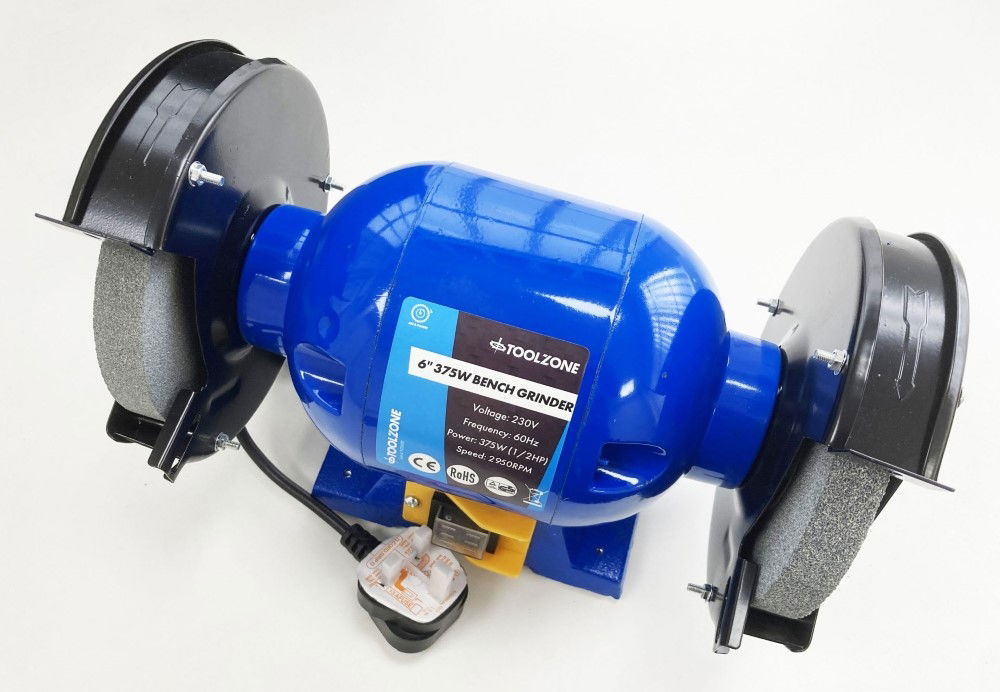 BENCH GRINDER 6 375W 1/2HP 230V WITH FINE AND COARSE WHEELS - TOOLZONE KDPPW057 thumbnail 3