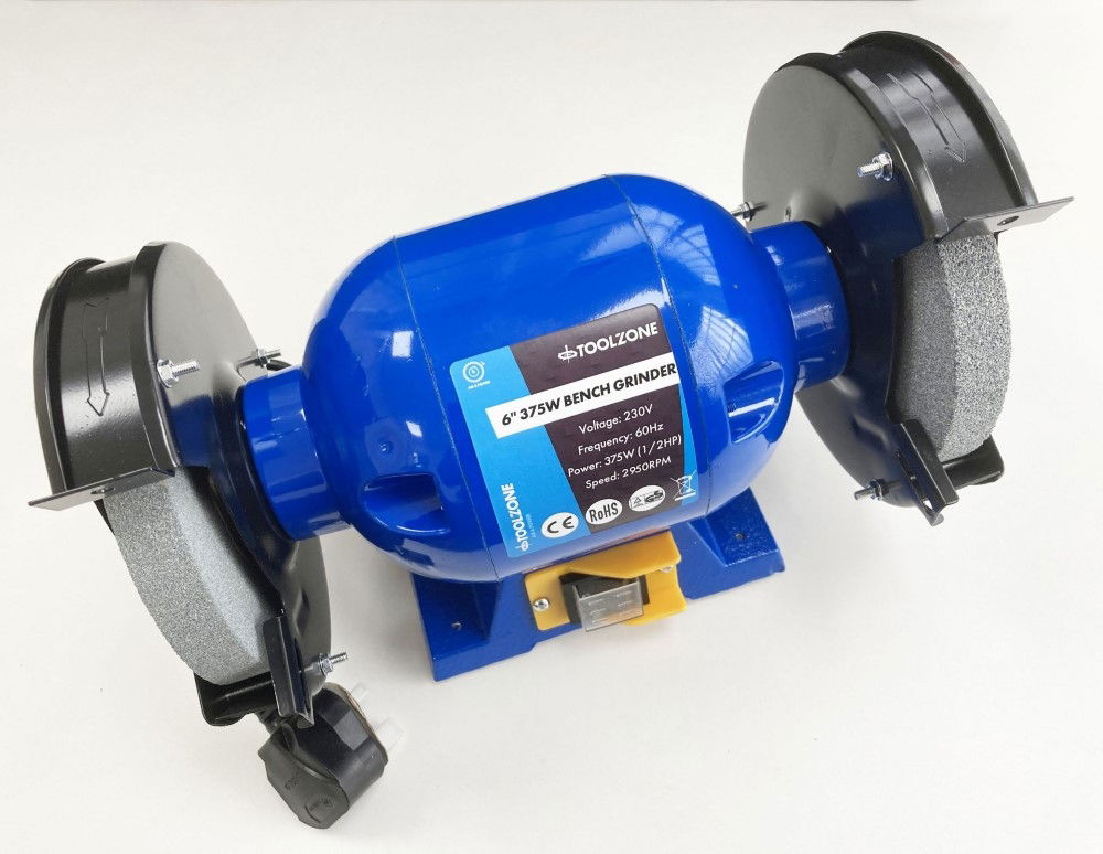 BENCH GRINDER 6 375W 1/2HP 230V WITH FINE AND COARSE WHEELS - TOOLZONE KDPPW057 thumbnail 4