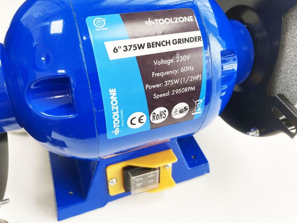 BENCH GRINDER 6 375W 1/2HP 230V WITH FINE AND COARSE WHEELS - TOOLZONE KDPPW057 thumbnail 5