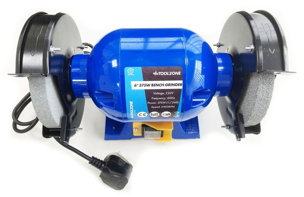 BENCH GRINDER 6 375W 1/2HP 230V WITH FINE AND COARSE WHEELS - TOOLZONE KDPPW057 thumbnail 6