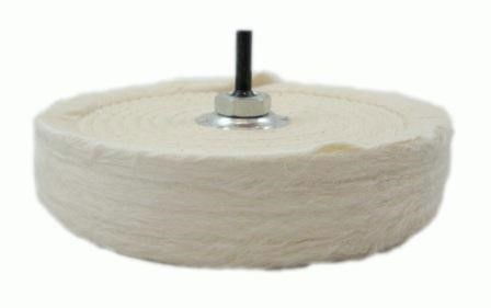 BUFFING MOP 6 COTTON CALICO 80 LAYERS WITH ARBOUR AND FLANGES - TOOLZONE KDPPW065 thumbnail 3