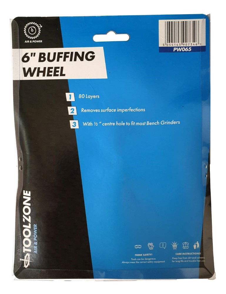 BUFFING MOP 6 COTTON CALICO 80 LAYERS WITH ARBOUR AND FLANGES - TOOLZONE KDPPW065 thumbnail 5