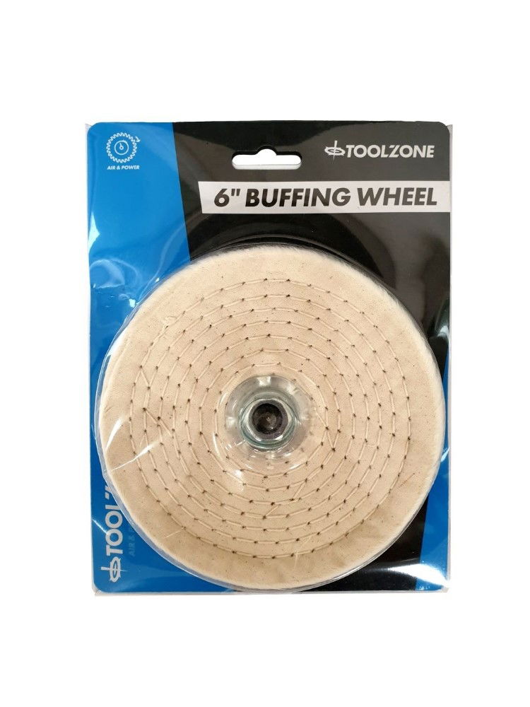 BUFFING MOP 6 COTTON CALICO 80 LAYERS WITH ARBOUR AND FLANGES - TOOLZONE KDPPW065 thumbnail 6