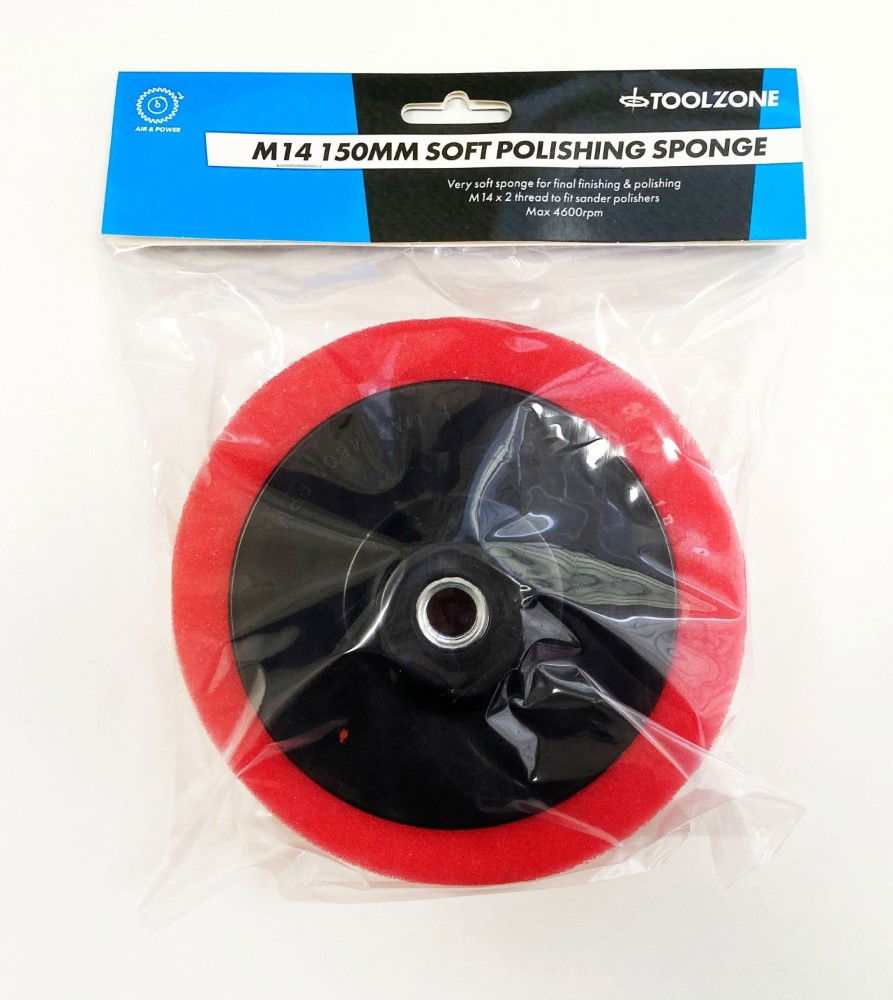 POLISHING SPONGE SOFT 150 x 50mm M14 THREAD - TOOLZONE KDPPW160 image 1