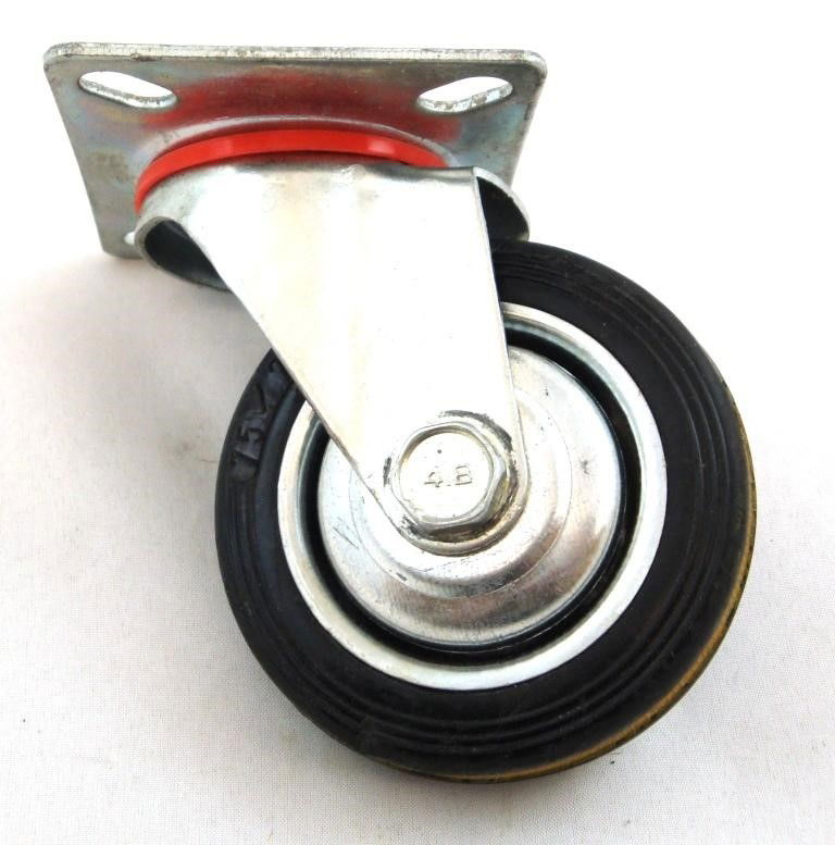 CASTOR SWIVEL 3 72mm RUBBER WHEEL STEEL PLATE 25kg - TOOLZONE KDPRM007 thumbnail 2
