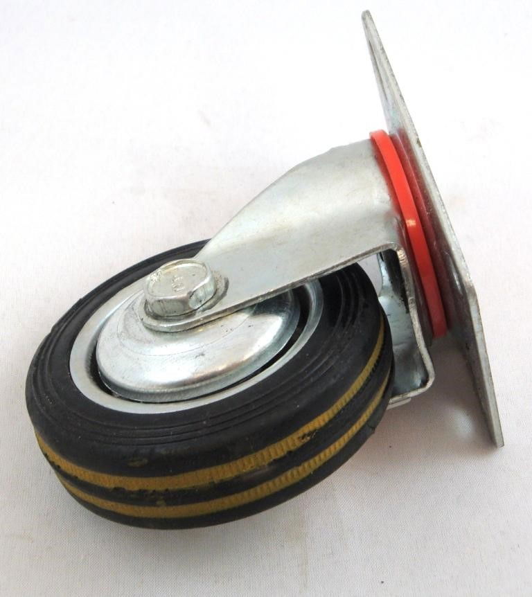 CASTOR SWIVEL 3 72mm RUBBER WHEEL STEEL PLATE 25kg - TOOLZONE KDPRM007 thumbnail 3