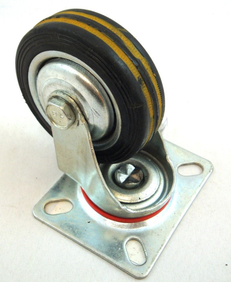 CASTOR SWIVEL 3 72mm RUBBER WHEEL STEEL PLATE 25kg - TOOLZONE KDPRM007 thumbnail 4