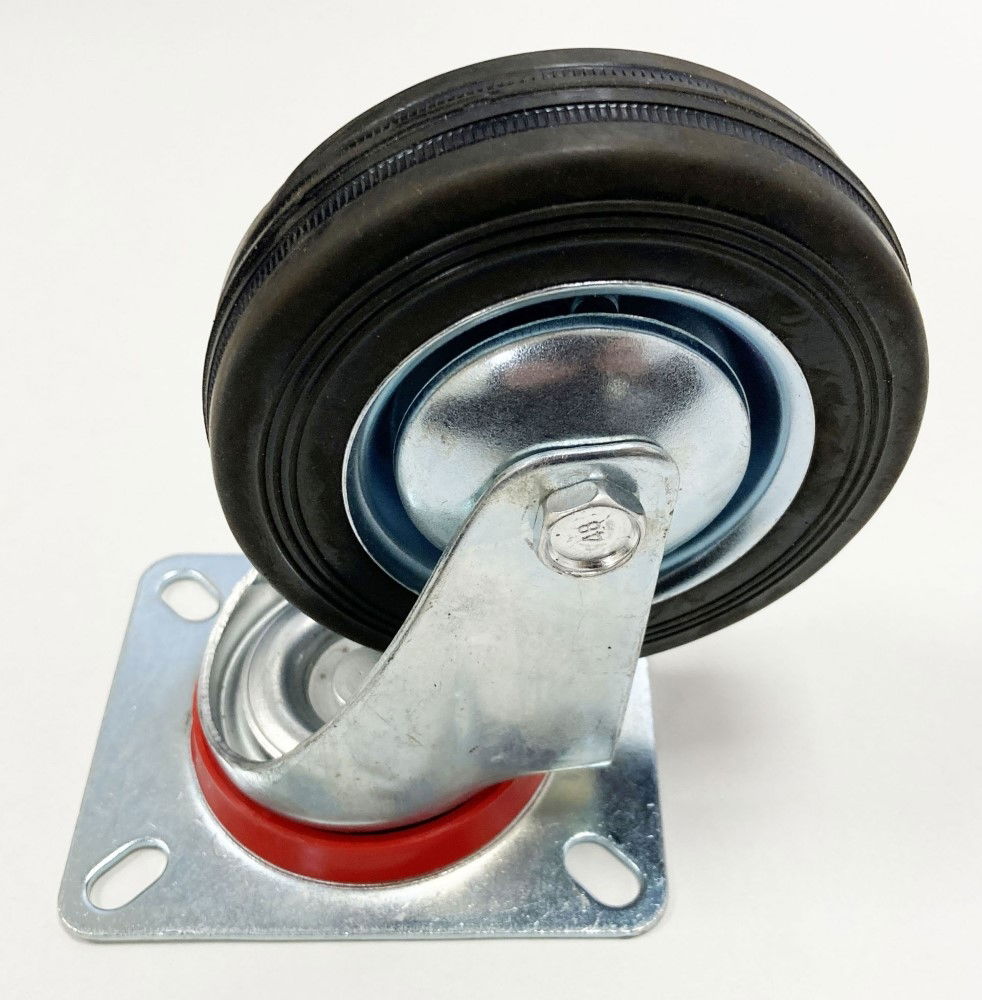 CASTOR SWIVEL 4 100mm RUBBER WHEEL STEEL PLATE 70kg - TOOLZONE KDPRM009 thumbnail 2