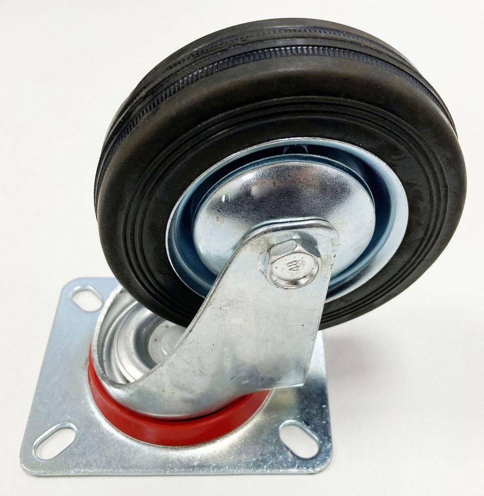 CASTOR SWIVEL 4 100mm RUBBER WHEEL STEEL PLATE 70kg - TOOLZONE KDPRM009 thumbnail 3