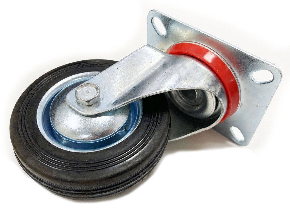 CASTOR SWIVEL 4 100mm RUBBER WHEEL STEEL PLATE 70kg - TOOLZONE KDPRM009 thumbnail 5