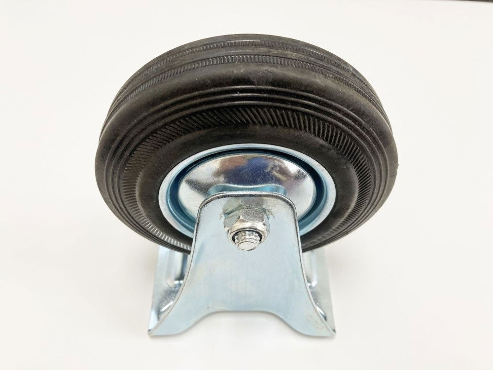 CASTOR FIXED 5 125mm RUBBER WHEEL STEEL PLATE 80kg - TOOLZONE KDPRM011 thumbnail 4