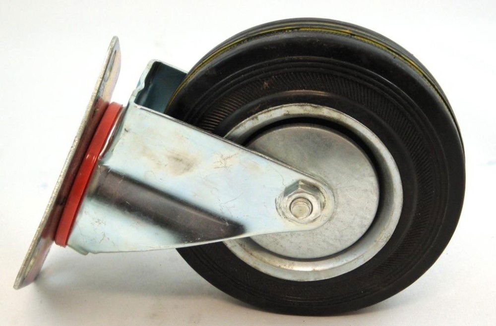 CASTOR SWIVEL 5 125mm RUBBER WHEEL STEEL PLATE 70kg - TOOLZONE KDPRM012 thumbnail 3