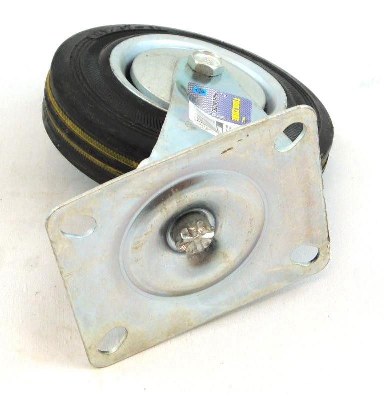CASTOR SWIVEL 5 125mm RUBBER WHEEL STEEL PLATE 70kg - TOOLZONE KDPRM012 thumbnail 4
