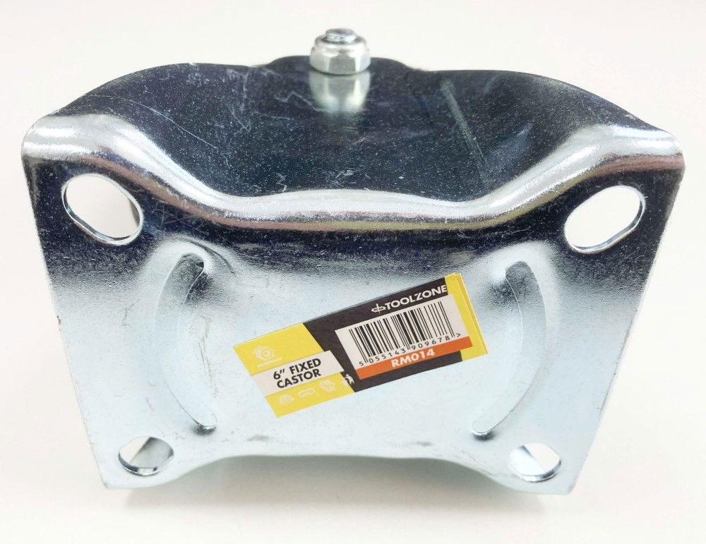 CASTOR FIXED 6 150mm RUBBER WHEEL STEEL PLATE 135kg - TOOLZONE KDPRM014 thumbnail 2