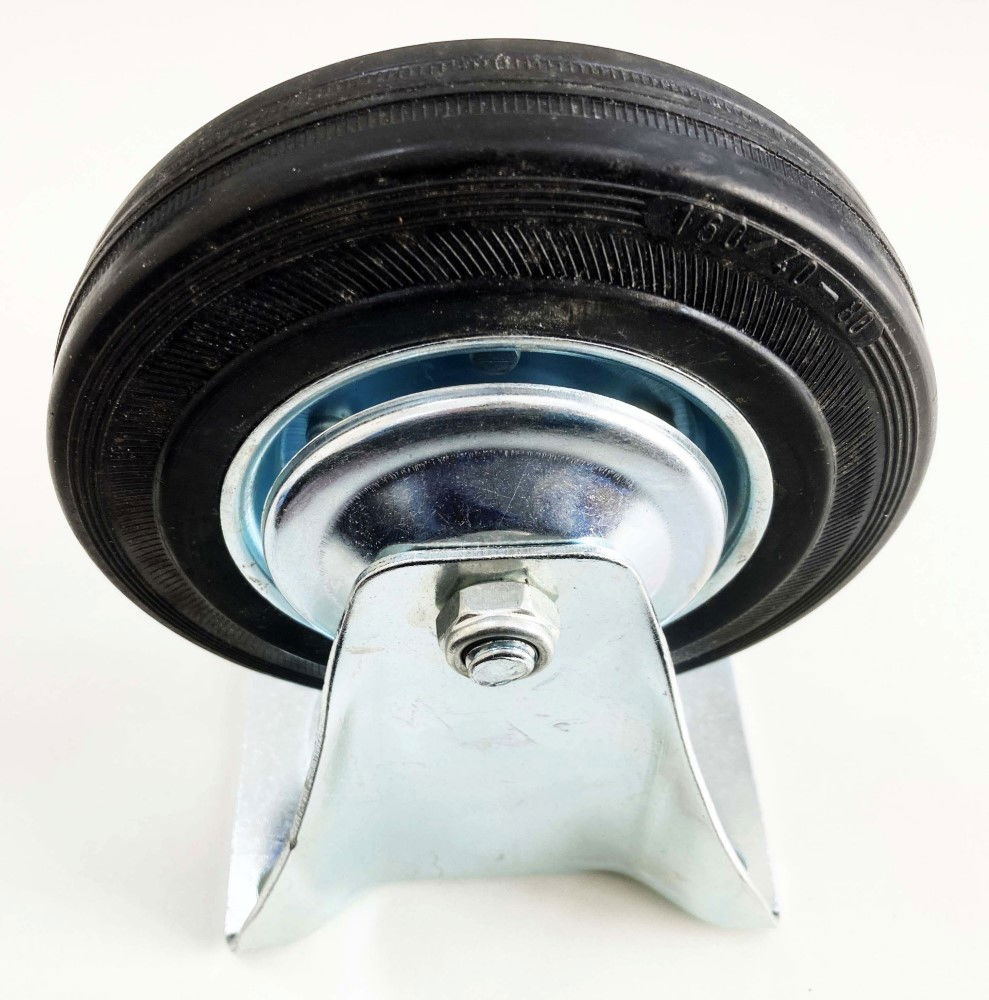 CASTOR FIXED 6 150mm RUBBER WHEEL STEEL PLATE 135kg - TOOLZONE KDPRM014 thumbnail 3