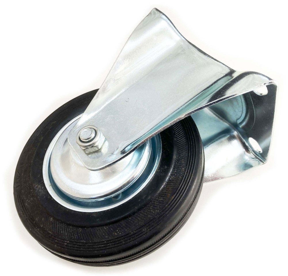 CASTOR FIXED 6 150mm RUBBER WHEEL STEEL PLATE 135kg - TOOLZONE KDPRM014 thumbnail 4