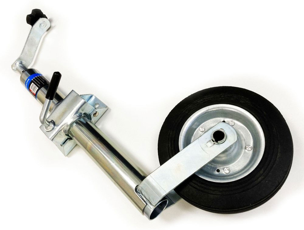 TRAILER JOCKEY WHEEL 42mm 200mm RUBBER TYRE SWING BACK 350lb - TOOLZONE KDPRM016 thumbnail 7