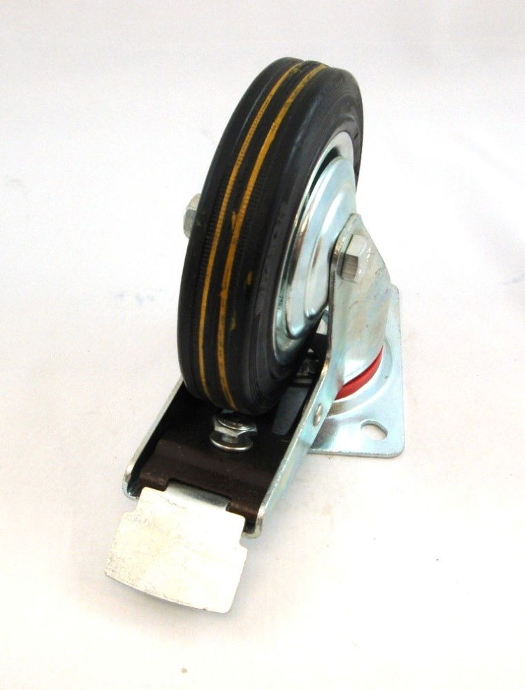 CASTOR SWIVEL WITH BRAKE 6 150mm RUBBER WHEEL STEEL PLATE 120kg - TOOLZONE KDPRM021 thumbnail 3