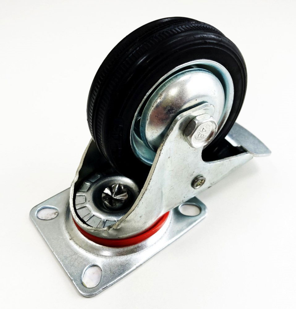 CASTOR SWIVEL WITH BRAKE 3 45kg PLATE 74x60mm - TOOLZONE KDPRM031 thumbnail 4
