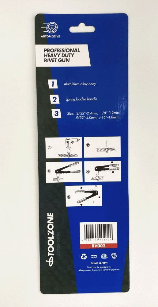 HAND RIVETER 265mm 2.4-4.8mm 4 NOZZLES - TOOLZONE KDPRV002 thumbnail 2