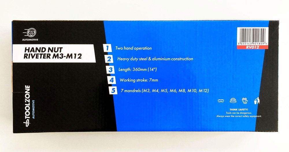 HAND NUT RIVETER M3-M12 360mm - TOOLZONE KDPRV012 thumbnail 3