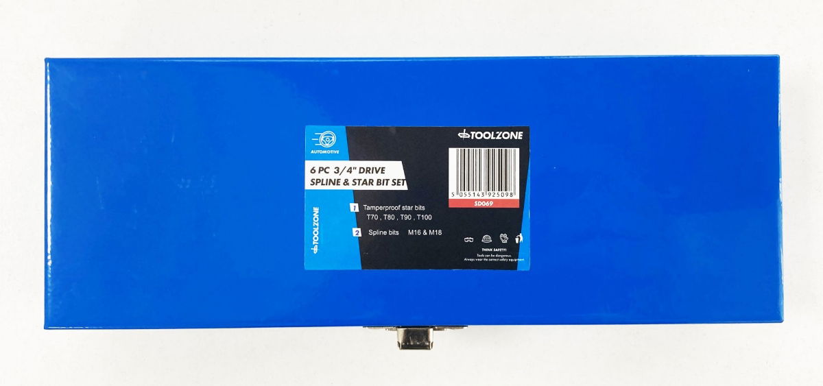 SPLINE AND STAR BIT SET 6PC 3/4 DRIVE T70-T100 M16 M18 - TOOLZONE KDPSD069 thumbnail 5