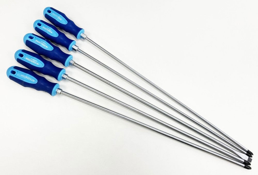 EXTRA-LONG SCREWDRIVER SET 5PC 450mm PZ2 PZ3 PH2 PH3 8mm - TOOLZONE KDPSD074 thumbnail 2