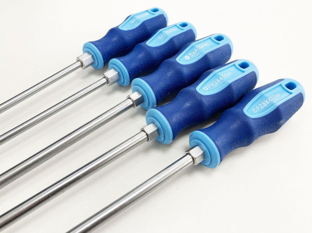 EXTRA-LONG SCREWDRIVER SET 5PC 450mm PZ2 PZ3 PH2 PH3 8mm - TOOLZONE KDPSD074 thumbnail 4