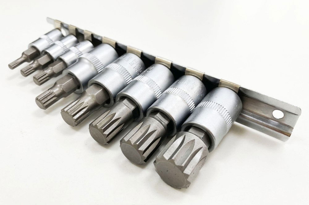 SPLINE BIT SOCKET SET 8PC 1/4 3/8 DRIVE M4-M16 ON RAIL - TOOLZONE KDPSD079 thumbnail 5