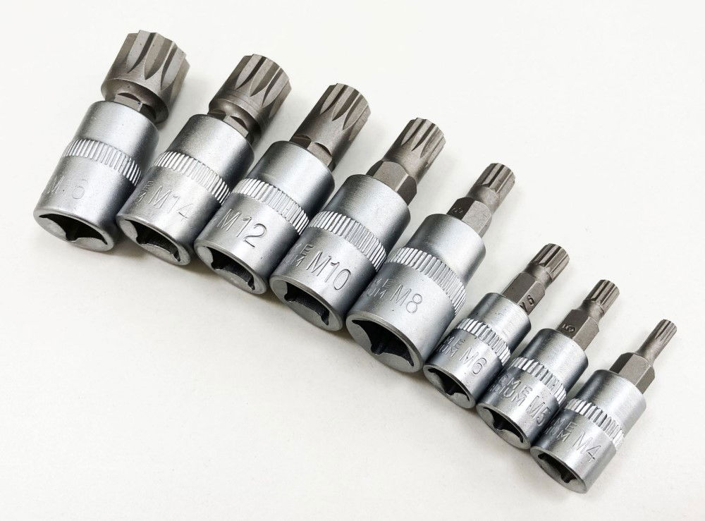 SPLINE BIT SOCKET SET 8PC 1/4 3/8 DRIVE M4-M16 ON RAIL - TOOLZONE KDPSD079 thumbnail 6