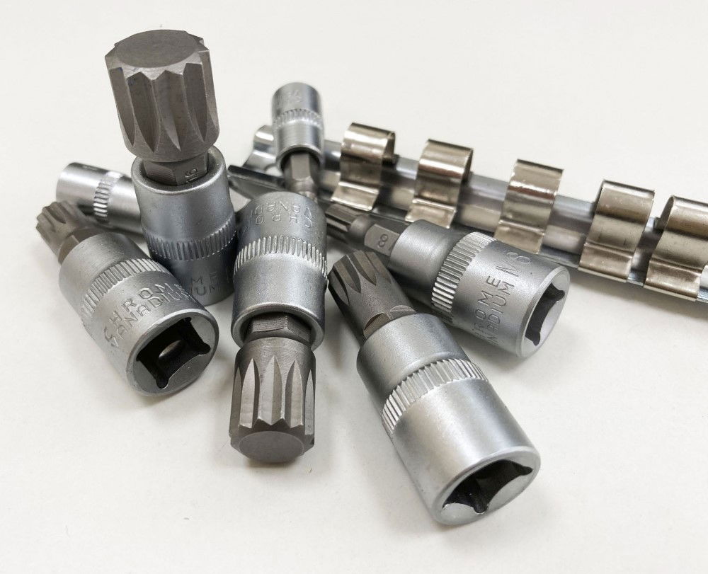SPLINE BIT SOCKET SET 8PC 1/4 3/8 DRIVE M4-M16 ON RAIL - TOOLZONE KDPSD079 thumbnail 7