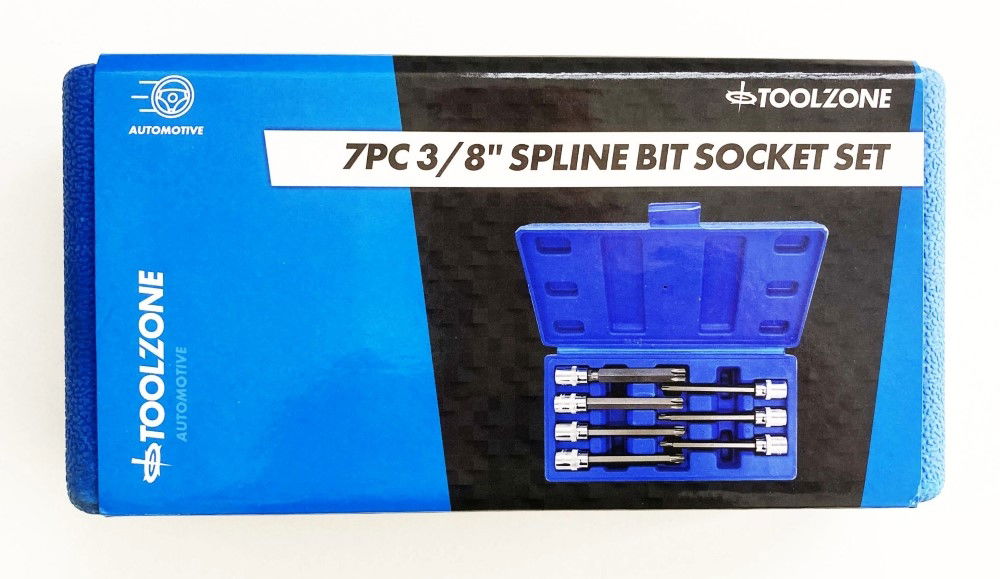 SPLINE SOCKET SET 7PC 3/8 DRIVE 110mm M4-M10 - TOOLZONE KDPSD080 image 1
