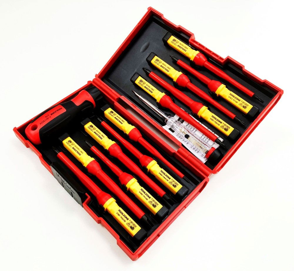 INTERCHANGEABLE VDE SCREWDRIVER SET 13PC WITH VOLTAGE TESTER - TOOLZONE KDPSD082 thumbnail 8