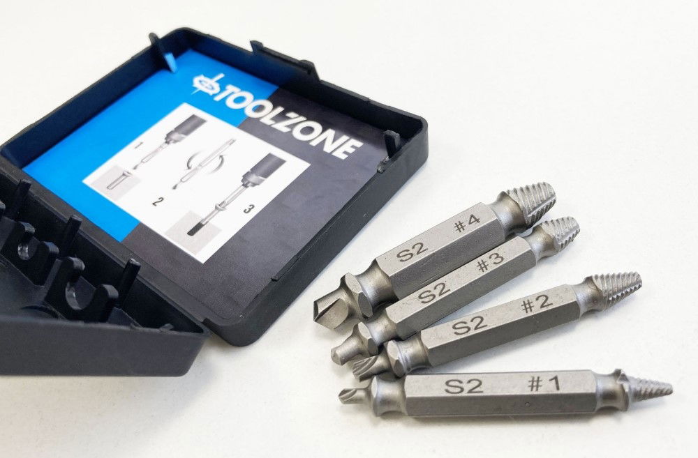 DOUBLE ENDED SCREW EXTRACTOR SET 4PC 1/4 HEX 3-12mm - TOOLZONE KDPSD093 thumbnail 4